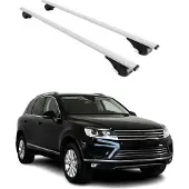 Omtec Dachträger Gepäckträger für VW Touareg 2010-2018 Grundträger Metall Silber 2tlg