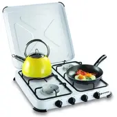 Kemper Tragbarer Gaskocher mit 4 Flammen 4650W Weiß lackiert Deckel