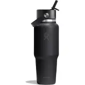 Hydroflask - Wide Flex Straw Travel Bottle - Trinkflasche Gr 946 ml schwarz/grau