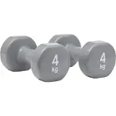 Reebok Hantelsatz 2x 4 kg aus Gusseisen und Vinyl mit abgeflachtem Kopf