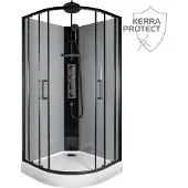Kerra Hydromassagekabine Wega 90 BL schwarz mit Regendusche