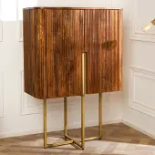 Riess Highboard GATSBY 125cm braun Mangoholz mattgold Anrichte Kommode Schrank retro