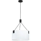 Eglo Hängelampe Tortola, Pendelleuchte Esstisch, Deckenlampe hängend, Stahl in schwarz, Textil in weiss, E27 Fassung