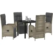 vidaXL Garten Essgruppe 5 Stk. Grau Poly-Rattan