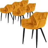 ML-Design 6er Set Esszimmerstuhl mit Rückenlehne, Senfgelb, aus Samt