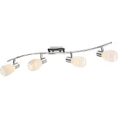 Globo Lighting Strahler Metall verchromt, MDF Wenge, Glas opal, satiniert, LxBxH: 830x295x160mm, exkl. 4x E14 40W 230V