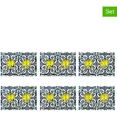 Excelsa Set 6 flache Teller Amalfi aus bunter Keramik 30x20
