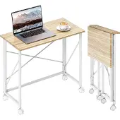 HOMCOM Schreibtisch Klappbar Kleiner 80 cm Klappschreibtisch mit Rollen