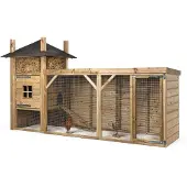 FATMOOSE Hühnerstall Henhouse Haven aus Holz mit Auslauf - 330x110x190 cm