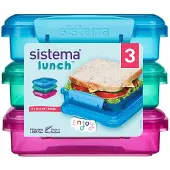 Sistema Brotdose - Sandwich Box - 450 ml - 3er-Pack - Pink+Blau+ - - One Size - Brotdosen