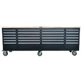 HBM Werkzeugwagen mit Holzarbeitsplatte, 258 cm, schwarz