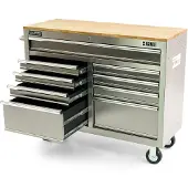 HBM 117 cm Verrijdbare Werkbank mit Holzwerkplatte - Chrom