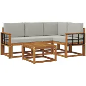 vidaXL Outdoor-Sofagarnitur 5 stk. Natürlich und Hellgrau