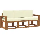 vidaXL Outdoor-Sofagarnitur 3 stk. Natur und Creme