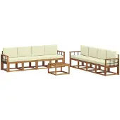 vidaXL Outdoor-Sofagarnitur 9 stk. Natur und Creme