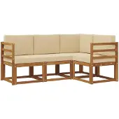 vidaXL Outdoor-Sofagarnitur 4 stk. Natur und Beige