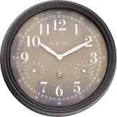 Nextime Wanduhr Jasmine Kunststoff schwarz Ø 23,5 cm Hygro-/Thermometer
