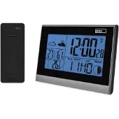 Emos Funk-Wetterstation mit Außensensor, batteriebetrieben, LED-Display-Anzeige mit Funkuhr, Temperatur, Thermometer, Hygrometer , E3070