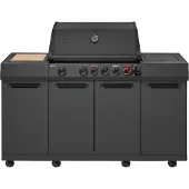 Enders Gasgrill Uniq 4 IK Kitchen Cruster Shadow mit 4 Brennern, Hochleistungshitzezone, Seitenablage, gusseiserner Rost