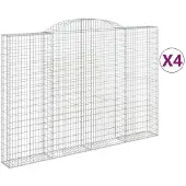vidaXL Gabionen mit Hochbogen 4 Stk. 300x30x200/220cm Verzinktes Eisen