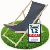 Melko Strandstuhl klappbar Holz Garten Sonnenliege Faltliege - Anthrazit