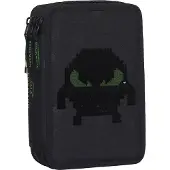 Beckmann Federmäppchen m. Inhalt - Pixel/Schwarz - - One Size - Federmäppchen