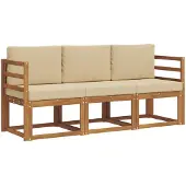 vidaXL Outdoor-Sofagarnitur 3 stk. Natur und Beige