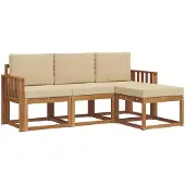 vidaXL Outdoor-Sofagarnitur 4 stk. Natur und Beige
