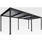 Markenlos Alu-Pergola, Lamellen-Pavillon Terrassenüberdachung, stabiles 8cm Metallgestell 3x6m - anthrazit