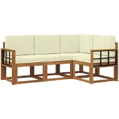 vidaXL Outdoor-Sofagarnitur 4 stk. Natur und Creme