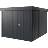 Hörmann , Metall-Gerätehaus "Juno" mit Flachdach, JFD11 - Modern Europapromotion, 262 x 310 cm (B x T), anthrazit, 1-flüglige Tür, Anschlag links