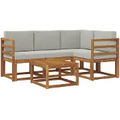 vidaXL Outdoor-Sofagarnitur 5 stk. Natürlich und Hellgrau