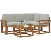 vidaXL Outdoor-Sofagarnitur 5 stk. Natürlich und Hellgrau