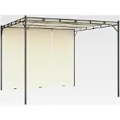 Markenlos Gartenpavillon mit Seitenvorhang 3x3x2,25 m Creme