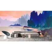 Living Walls Vliestapete "Landschafts-Tapete Aquarelloptik Rosa Blau Natur" matt glatt