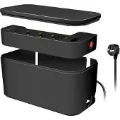 Ginza.se Outlet Strip, Storage box w/4 safety +1 Euro socket, w/2x USB-A, 1x USB-C, black