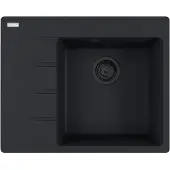 Franke Spüle CNG 611-62 BLACK MATT COLLECTION Becken rechts mit Excenterbedienung / Ausschnittmaß 600 x 480 mm R15 / Granitspüle