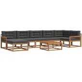 vidaXL Outdoor-Sofagarnitur mit Kissen 8 pcs Natur und Anthrazit