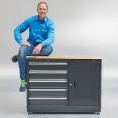 Datona Werkbank mit 5 Schubladen und Schrank - 120 cm