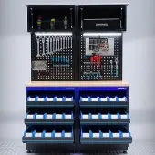 Datona Werkstatteinrichtung PREMIUM mit Eichenarbeitsplatte und Aufbewahrungsboxen – 136 cm