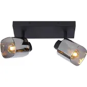 Licht-Erlebnisse Strahler Rauchglas Metall E14 verstellbar Schwarz Rauchgrau 2-flammig länglich Retro Design