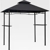 Markenlos Grillpavillon mit Doppeldach für den Garten 240x150x255cm Anthrazit Stahl