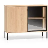 Petits-meubles Buffet Paige mit 2 Türen, Holzoptik und Schwarz, 107cm