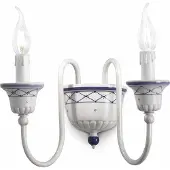 Licht-Erlebnisse Wandleuchte Keramik E14 B: 32 cm Weiß Blau 2-flammig Landhausstil Keramikleuchte