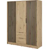 Masseno Drehtürenschrank NELIANA 155 cm Kleiderschrank Schlafzimmer Schrank 3-türig Eiche Artisan