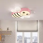 Welikera LED Deckenleuchte Kinderzimmer, Bienen-Design, dimmbar mit Fernbedienung, Kinderzimmerlampe, 60cm, Rosa