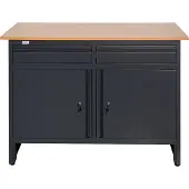 Jet-Line Werkbank Smolensk 120x85x60 cm mit 2 Schubladen, abschließbar, Holzoptik-Tischplatte, schwer entflammbar