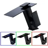 Eaxus Design LED Bad Wasserfall Armatur Schwarz | Wasserhahn Waschtisch Badarmatur