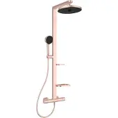 Ideal standard Alu+ Duschsystem mit Ceratherm Brausethermostat, 2 Ablagen, 2-Funktions-Handbrause und 2-Funktions-Kopfbrause