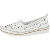 Andrea conti Damen Slipper Leder Lochmuster Folk Boho 1885909, Größe:38 EU, Farbe:Weiß